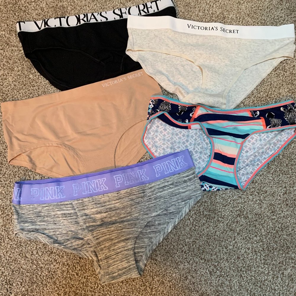 5 PAIR VICTORIA SECRET HIPSTER PANTIES SIZE L  #7